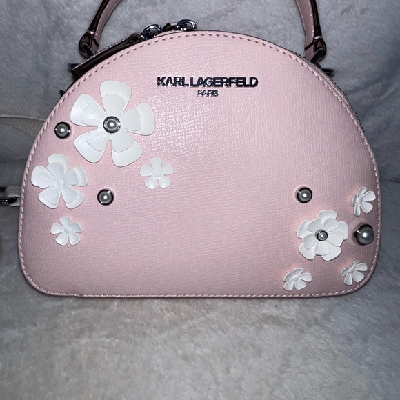 NWT Karl Lagerfeld Paris Maybelle Pink Crossbody Bag with Floral Design - Picture 2 of 11